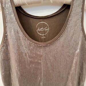 INC International Concepts Vintage Olive Green Sequin Tank. Size L